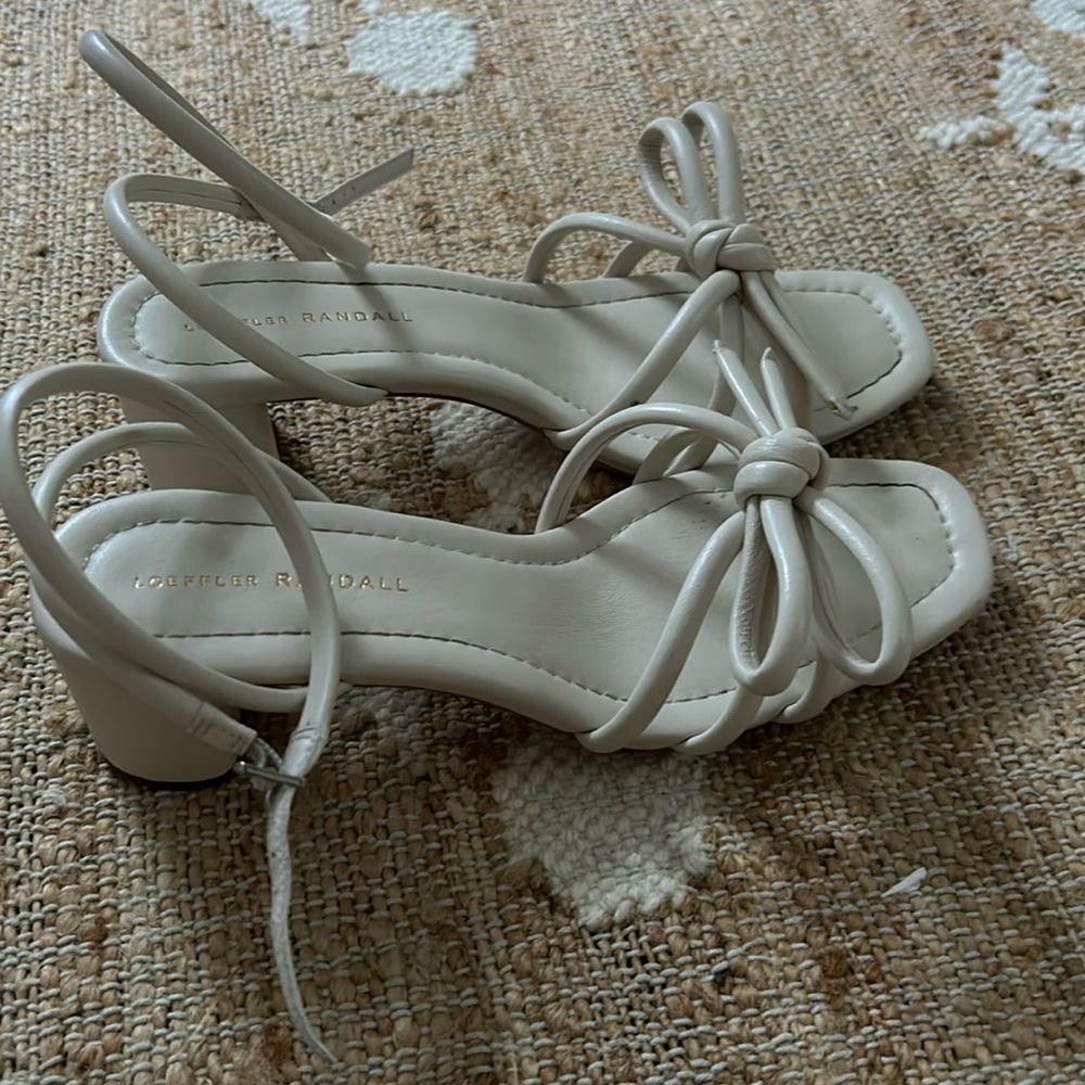 Loeffler Randall Mikel Leather Bow Mid-Heel Sandals